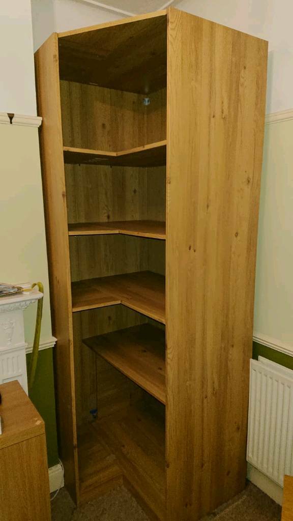Darwin B Q Tall Oak Effect Corner Cupboard Wardrobe Southend