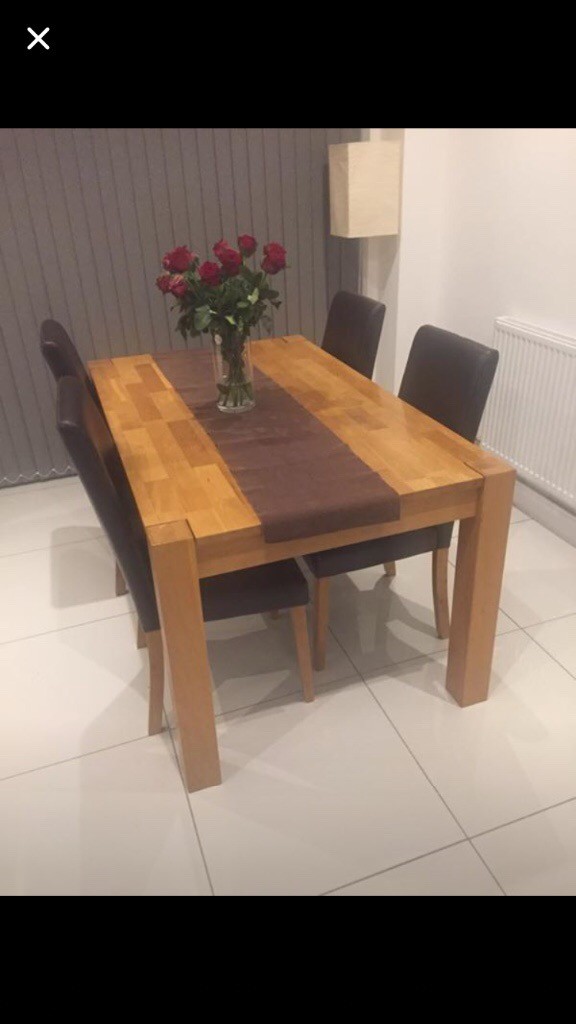 Debenhams solid oak dining room table and 4xchairs | in ...