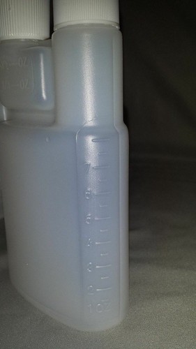 Twin Neck Bettix 8oz Dispensing Measure & Pour Bottle w/Caps + Pivot Spout Cap