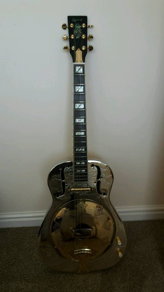 Ozark 3515BTE Thinline 'Biscuit' Solid Steel Resonator Guitar in