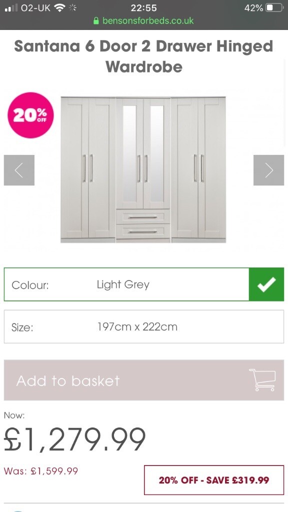 Bensons For Beds Large Wardrobe In Lurgan County Armagh