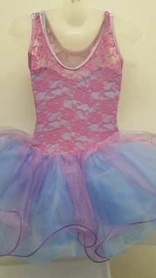 Dance Costume Large Child Purple Blue Lace Ballet Solo Competition Pageant