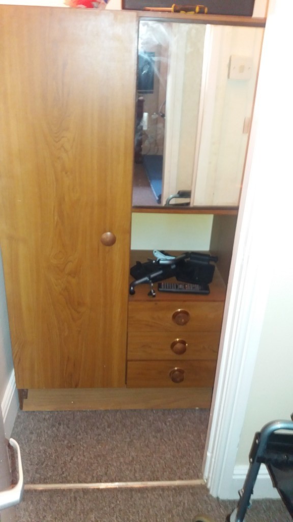 Small Wardrobe With Mirror And Three Drawers In Long Eaton