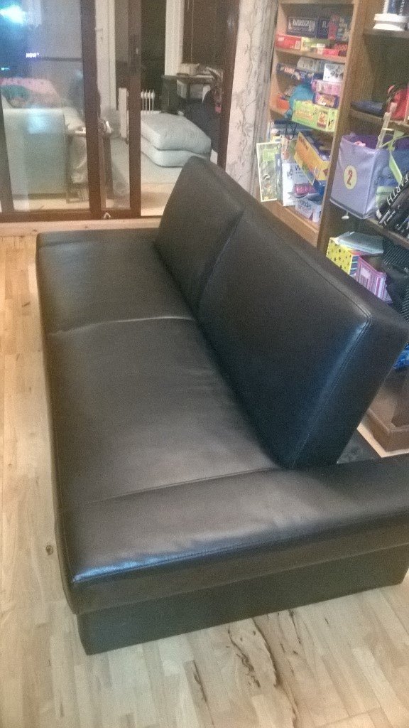 Black faux leather single sofa bed in Cherry Willingham, Lincolnshire