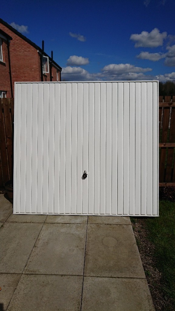 Garage Door 7ft x 6.6ft , White Steel , Up & Over Excellent Condition in Bathgate, West