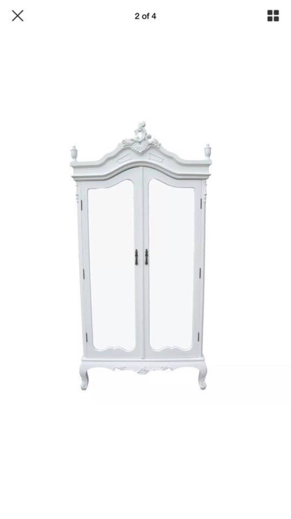 Used French Mirrored Wardrobe Shabby Chic Wardrobe Armoire In