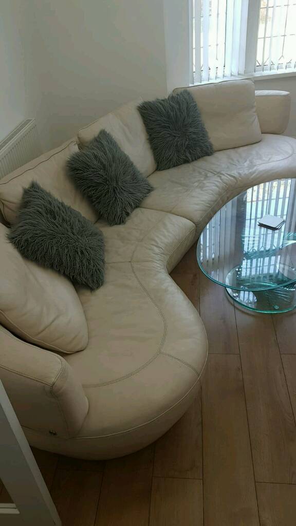 Natuzzi White leather corner sofa in Heath, Cardiff Gumtree