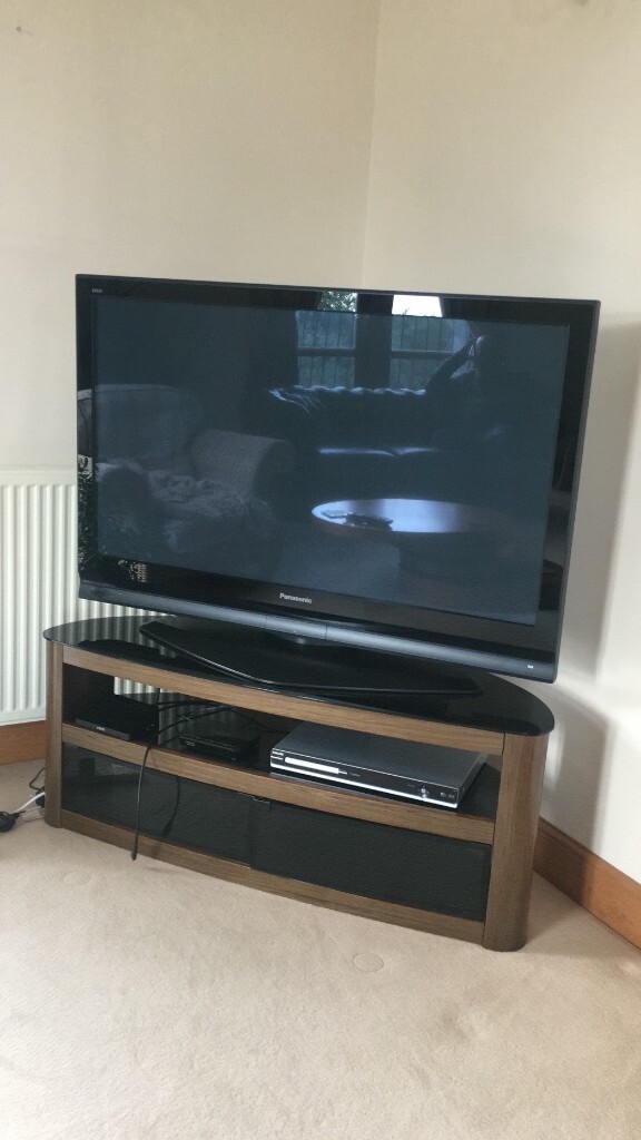 Panasonic 50 inch plasma tv and walnut effect stand. in Dunfermline