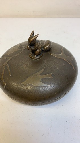 Antique silver crest Bronze Arts And Crafts Nut Dish