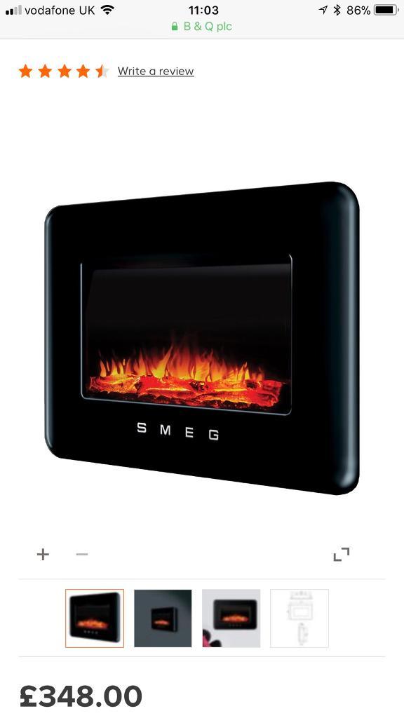 SMEG RETRO BLACK REMOTE CONTROL ELECTRIC FIRE in Portsmouth