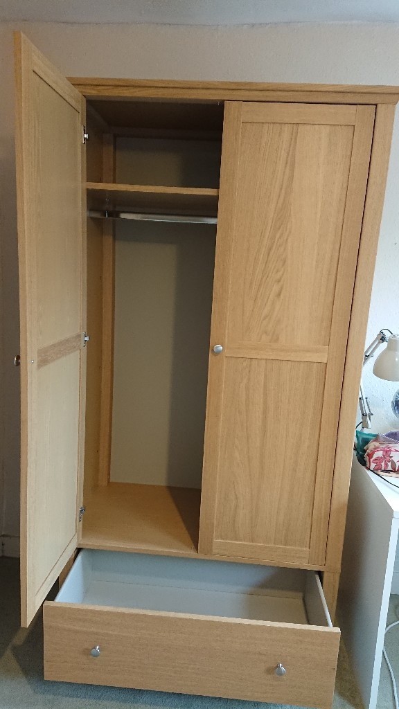 Oak HEREFOSS sturdy Ikea wardrobe like new in Milton Keynes