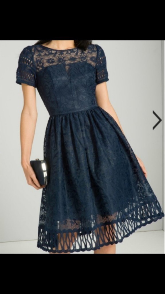 NEW Ladies Chi Chi London Navy size 12 petite skater dress in