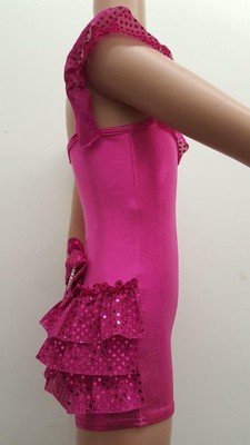 Dance Costume Small Child Pink Metallic Jazz Tap Hip HopSolo Competition Pageant