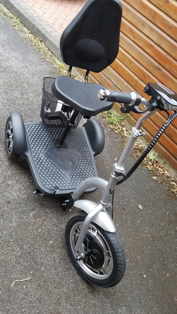 VELECO 3 Wheeled Folding Electric Scooter Mobility Trike ZT16 (Silver