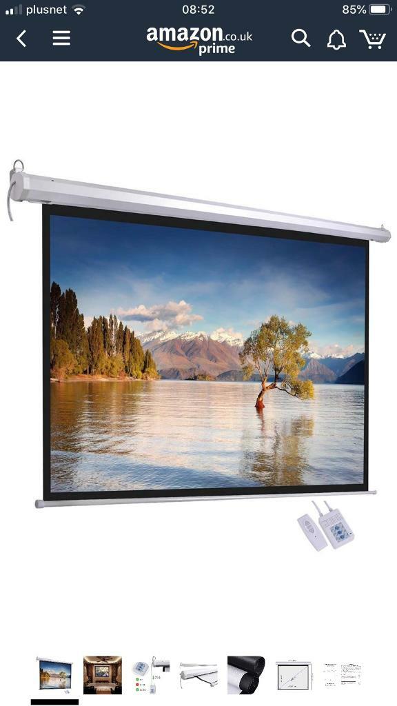 Motorised Projector Screen with remote control 72 inch diagonal in