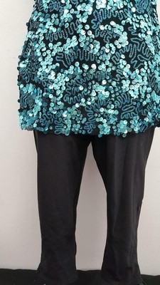 Dance Costume Large Child Blue Sequin Unitard Jazz Tap Solo Competition Pageant