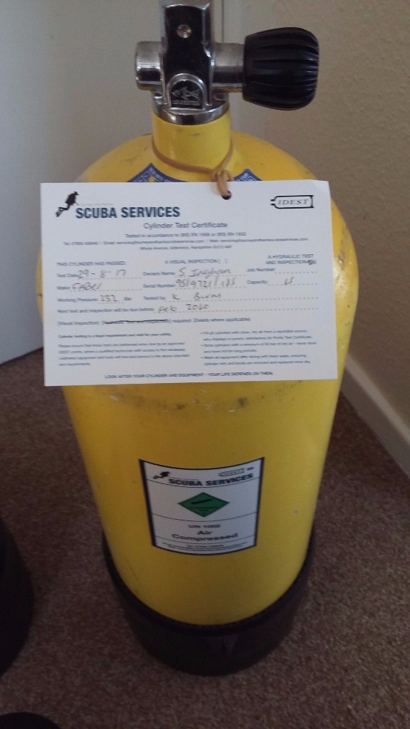 Diving Cylinder for sale. Steel 15 litre Faber diving cylinder