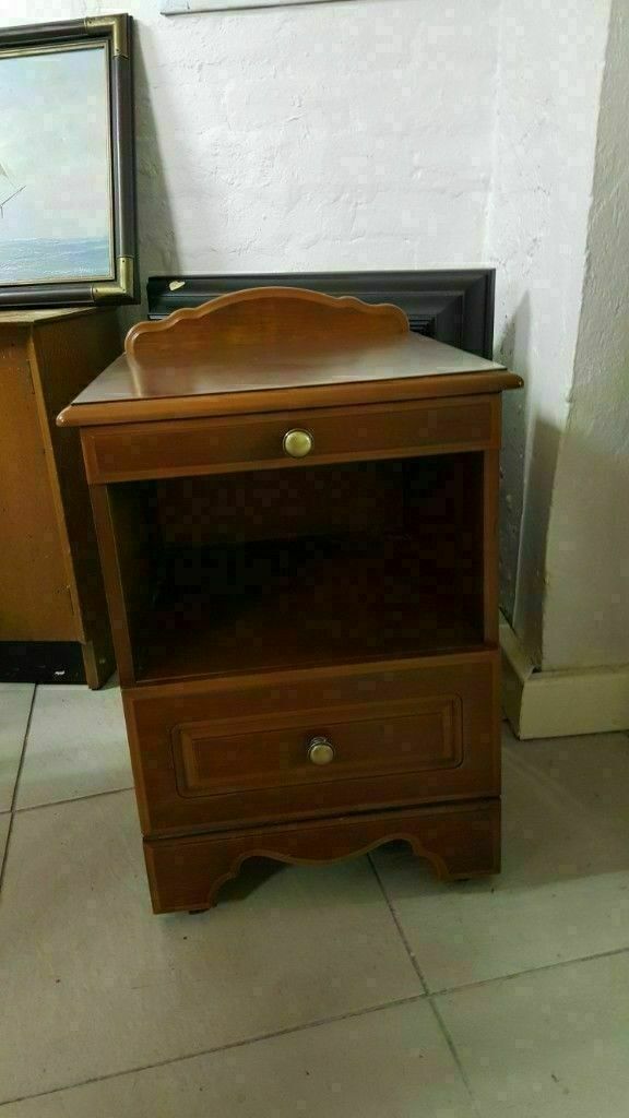 Dark Wood Bedside Cabinet In Great Condition | in Bearsden, Glasgow