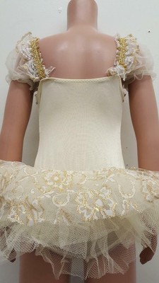 Dance Costume Small Child Ivory Gold Maiden Ballet Solo Competition Pageant