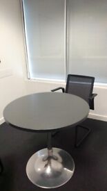 image for Round Black Table with Single Brushed Silver Leg