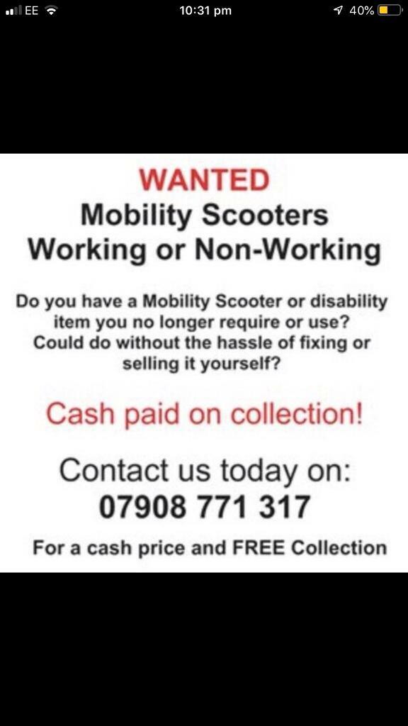 Wanted mobility scooters working or non working for cash ! | in Newton