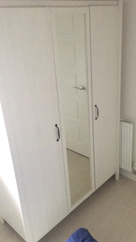 White Grey Ikea 3 Door Wardrobe With Mirror X2 In Motherwell