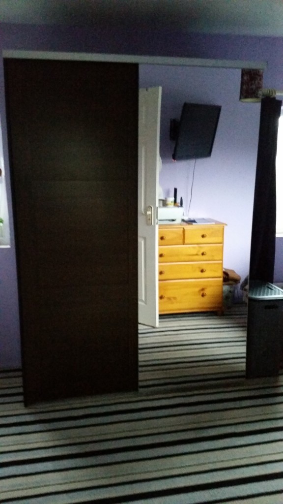 Ikea Elga Wardrobe With 2 Sliding Doors One Mirrored One Walnut
