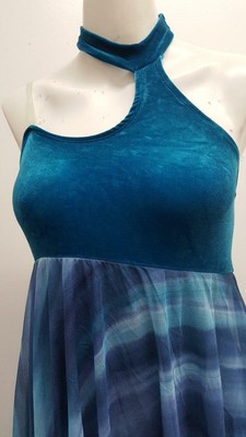 Dance Costume Large Child Blue Vintage Curtain Call Solo Competition Pageant