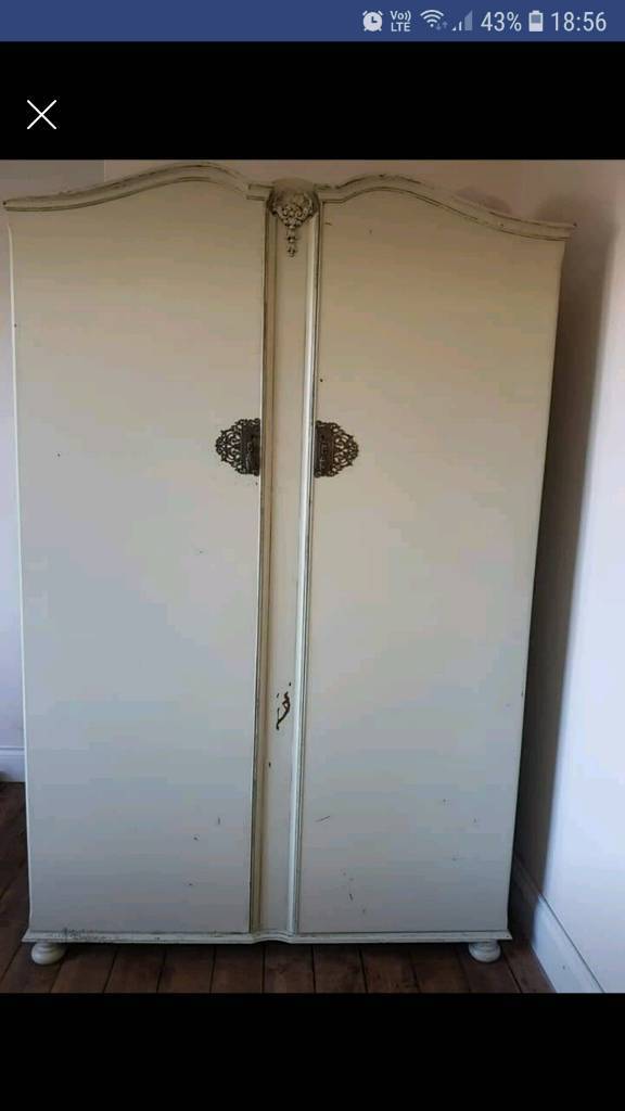 Rustic Shabby chic vintage sage green double wardrobe in Chester Le