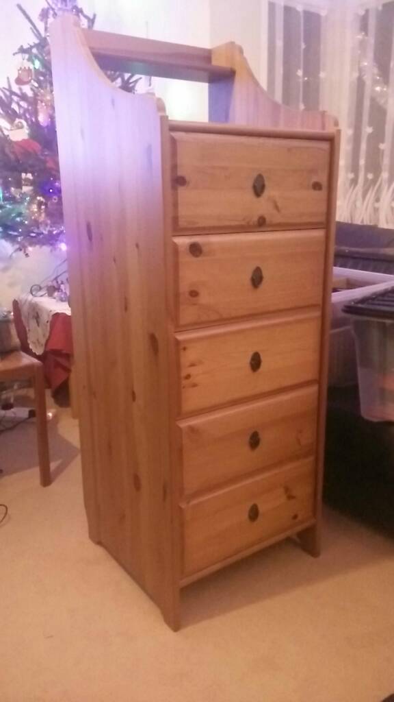 Tall Pine Chest Of Drawers Ikea Leksvig In Fareham