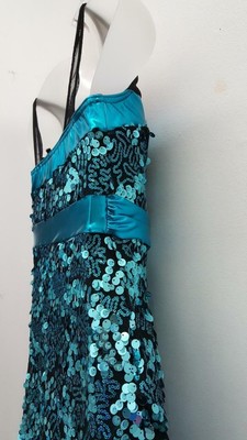 Dance Costume Large Child Blue Sequin Unitard Jazz Tap Solo Competition Pageant