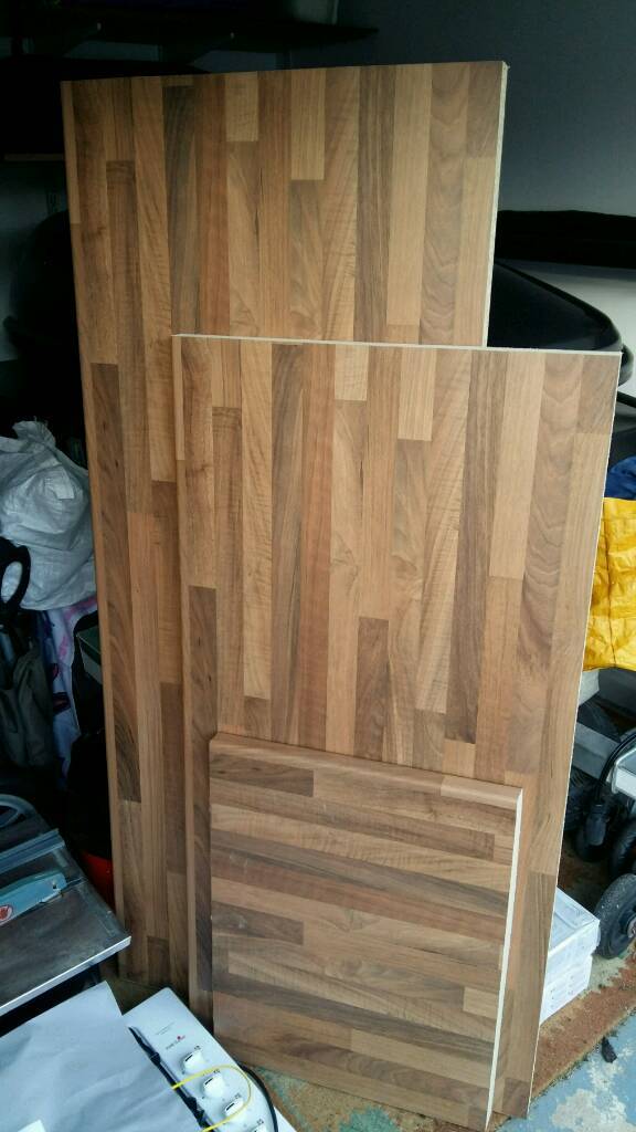 Three offcuts of brand new 38mm x 600mm Oak Woodmix B&Q laminate