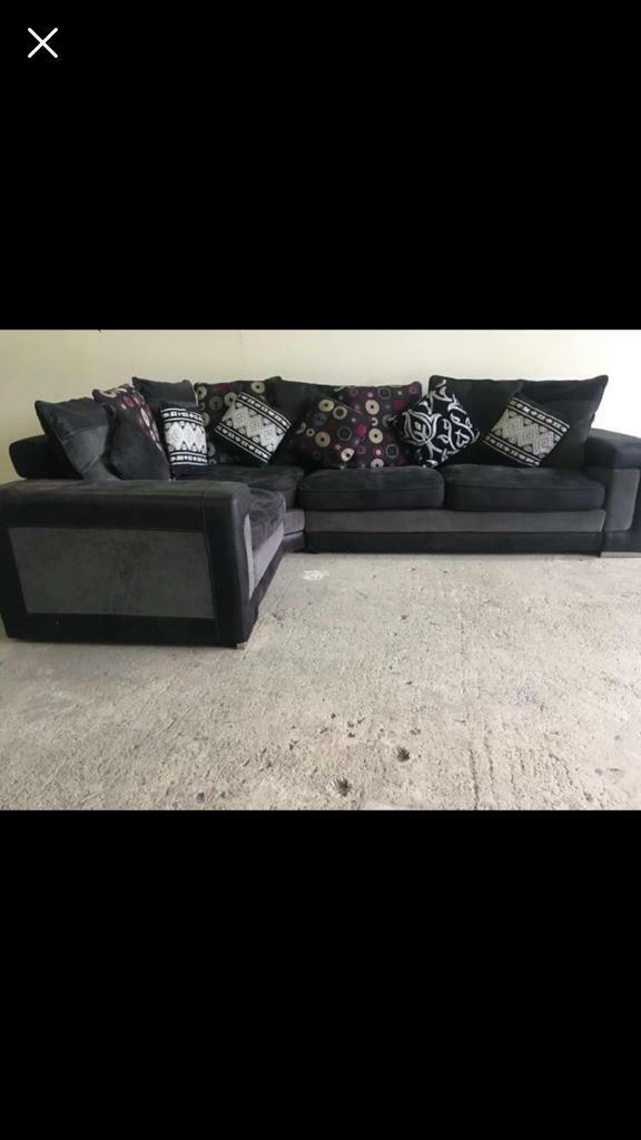 Grey Black Fabric Corner Sofa Suites Couches Free Delivery In