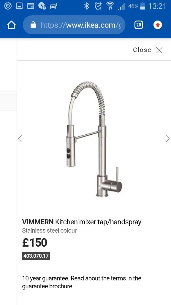 Ikea Kitchen Taps Vimmern Brand New In Box Never Used Open To