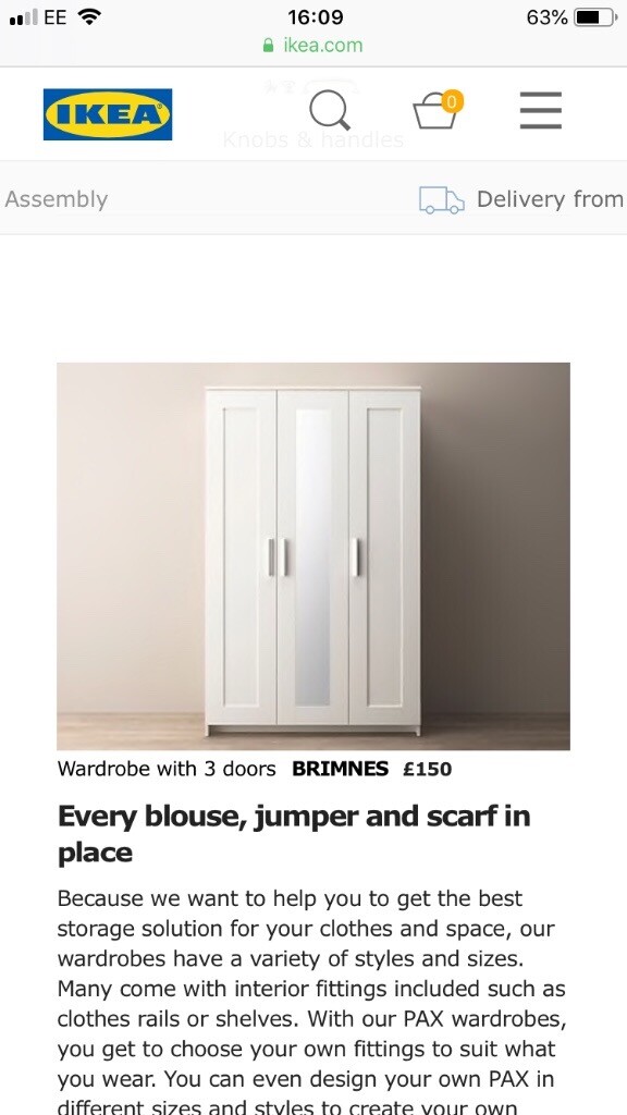 Ikea Brimnes 3 Door Wardrobe In Newcastle Tyne And Wear