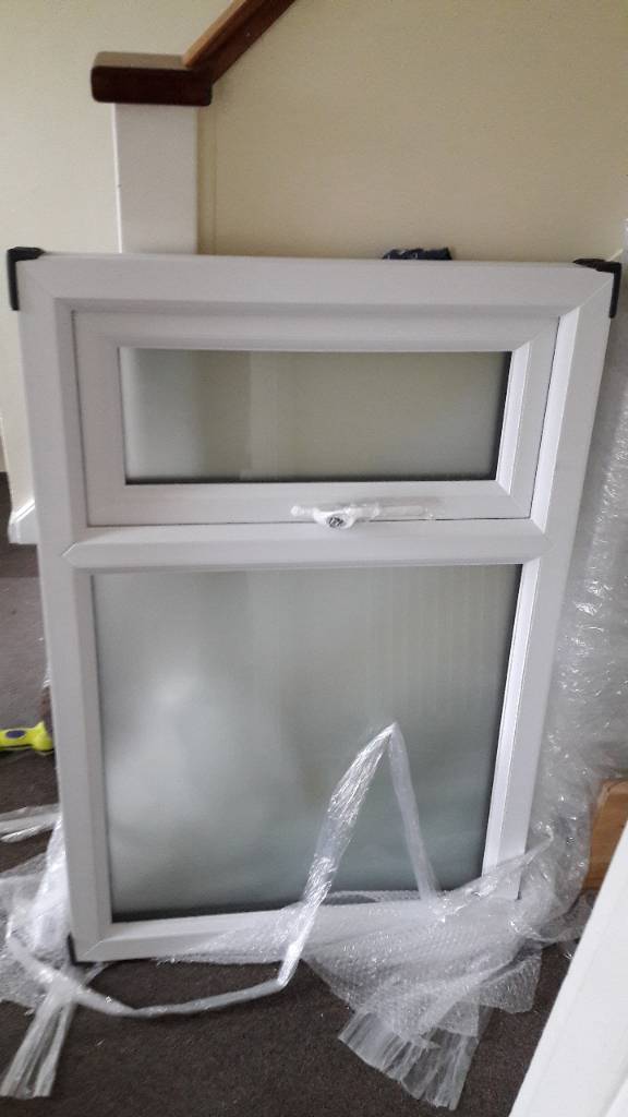 Exterior white UPVC windows satin finish glass x 2 in Bracknell