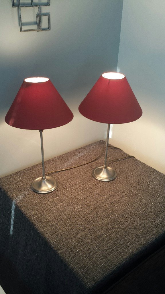Pair of Red Bedside Lamps (including bulbs) | in Wokingham ...