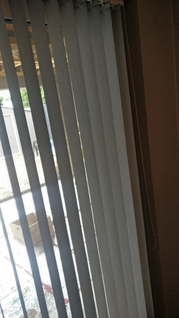 Grey vertical blinds for patio doors in Hucknall, Nottinghamshire