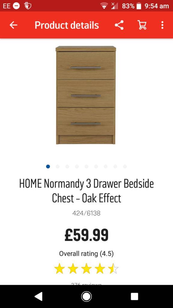 2 X 3 Drawer Bedside Chest In Oak Bedroom Furniture Argos In