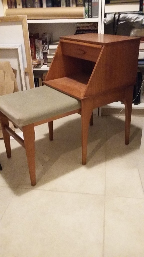 Teak Retro Vintage Telephone Table and Hall Seat in ChapelEnLe
