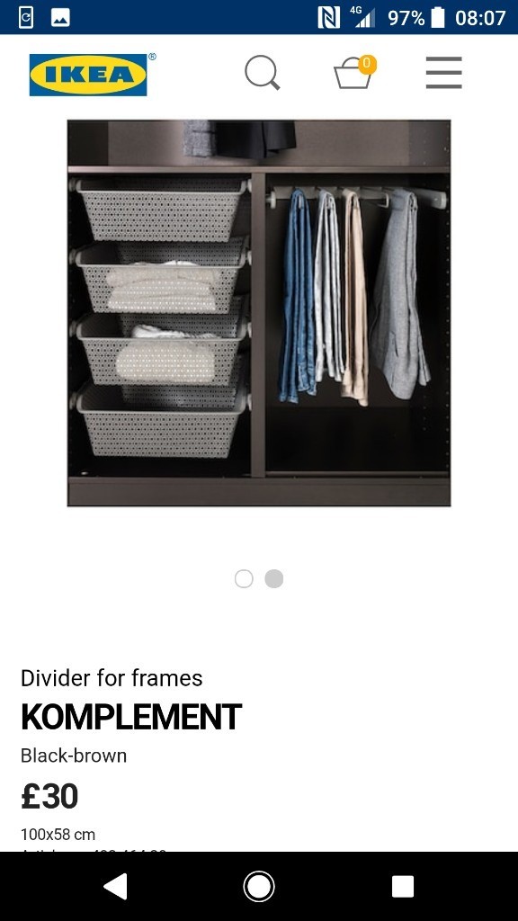 Ikea Pax Wardrobe Inserts Divider Shelves And Baskets In