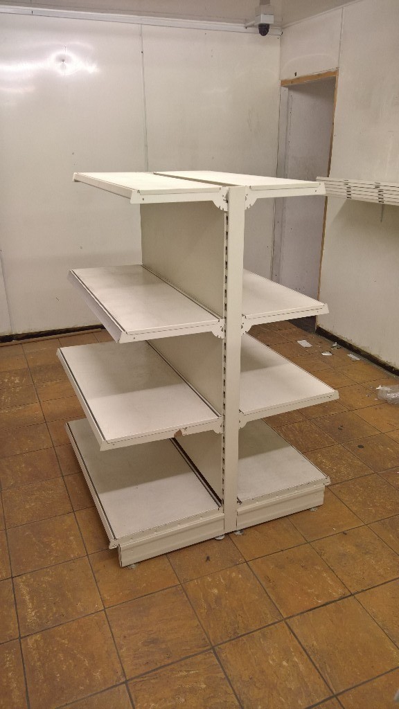 DOUBLE SIDED RETAIL WHITE GONDOLA SHELVING STORAGE UNIT SHELVES SHOP