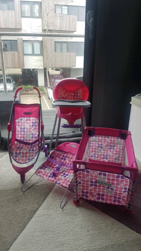 Graco dolls pram/ cot/ bouncer and high chair Toddler toy in Horsham