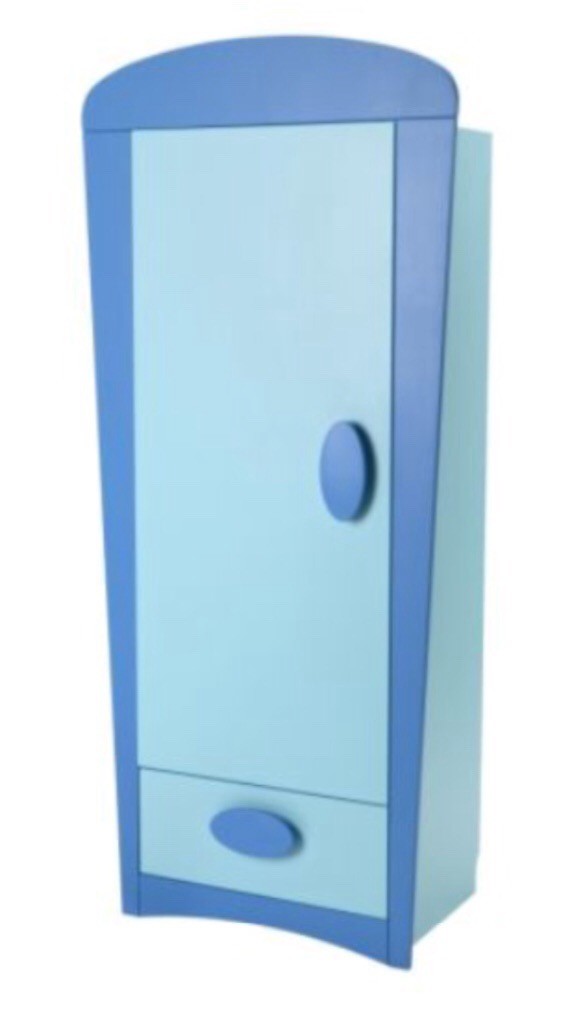 Ikea Blue Mammut Childrens Wardrobe Drawers And Shelves In