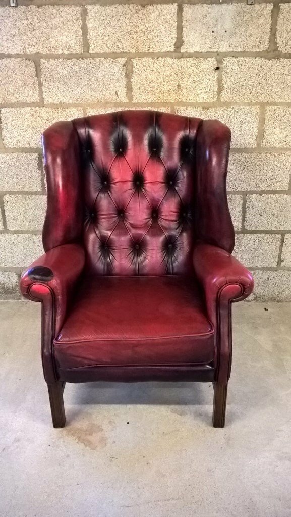 Chesterfield oxblood red leather vintage wingback armchair in York, North Yorkshire Gumtree
