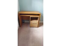 Computer desk and separate filing cabinet