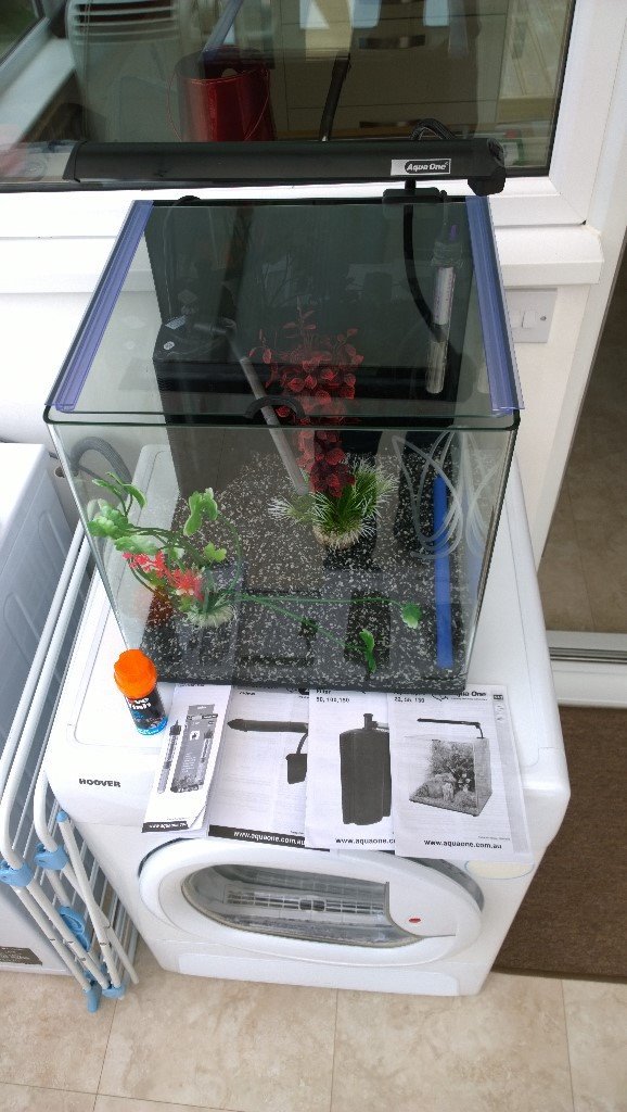Complete 55L glass fish tank tropical fish marine gold fish aqua one aspire with all accessories