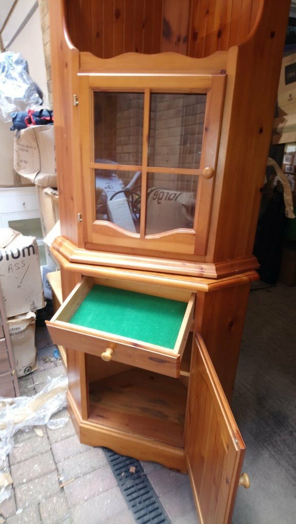 Dark oak tall corner display in Mildenhall, Suffolk Gumtree