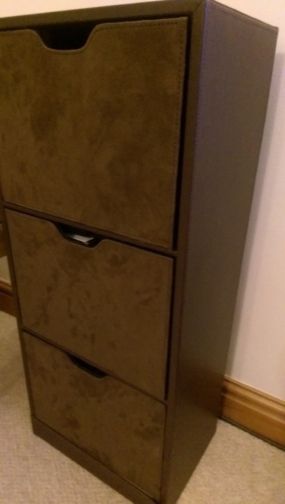 Dark Brown Faux Leather Chest Of 3 Drawers 78 X 34 X 24 Cms In