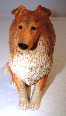 1988 Vintage CASTAGNA Collie Dog Rough Porcelain Seated Italy Gold / White